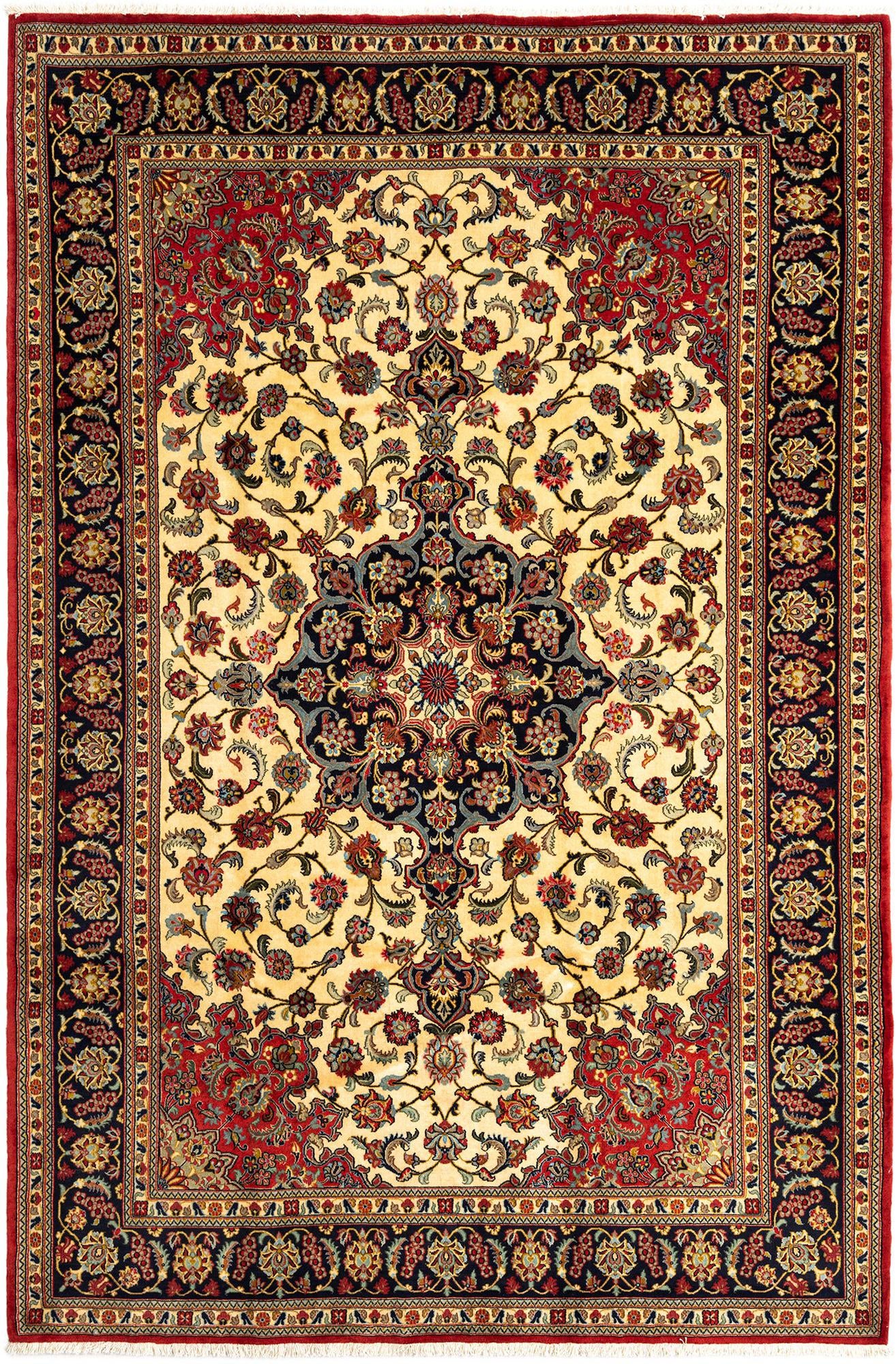 6' 7 x 10' Hand Knotted Qom Persian Rug