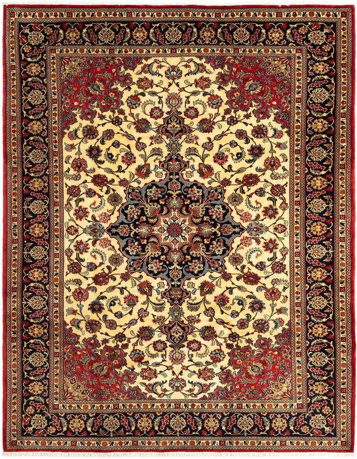 Detail image of 6' 7 x 10' Hand Knotted Qom Persian Rug