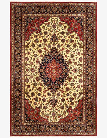 6' 8 x 10' 3 Hand Knotted Qom Persian Rug