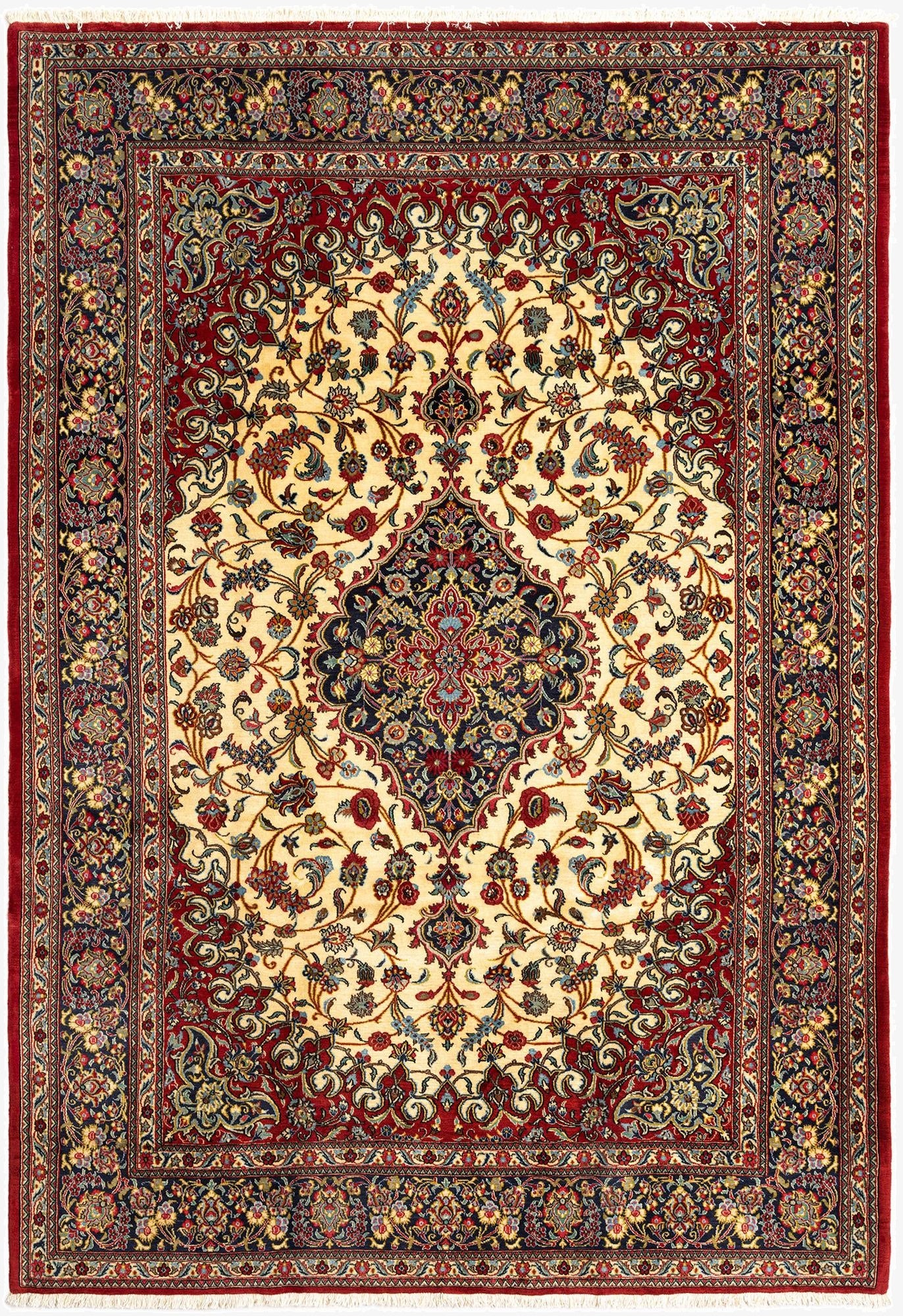 6' 8 x 9' 6  Hand Knotted Qom Persian Rug