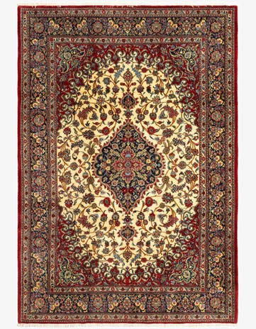 6' 8 x 9' 6 Hand Knotted Qom Persian Rug