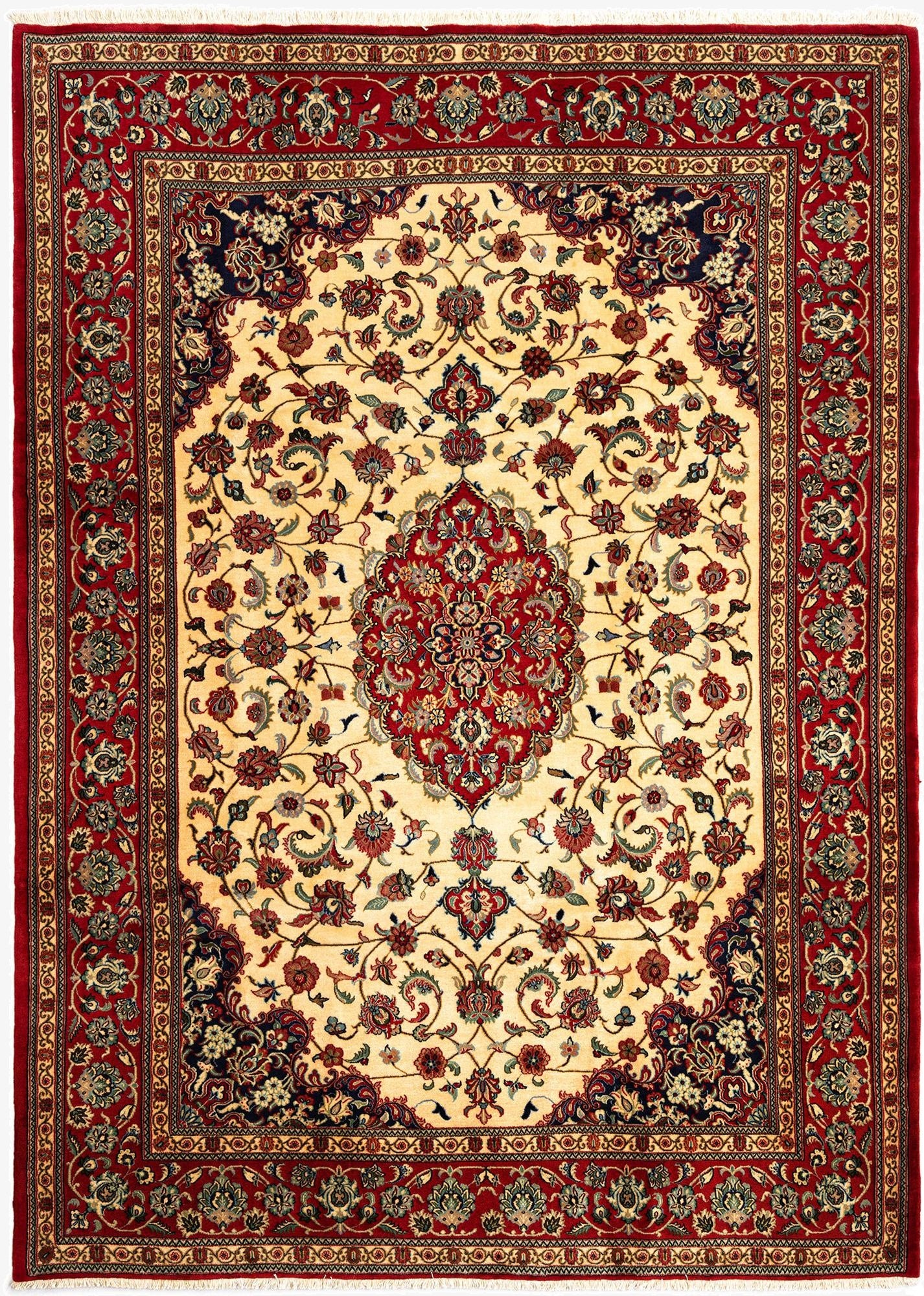 6' 10 x 9' 7  Hand Knotted Qom Persian Rug