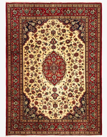 6' 10 x 9' 7 Hand Knotted Qom Persian Rug