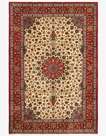 6' 8 x 9' 11 Hand Knotted Qom Persian Rug