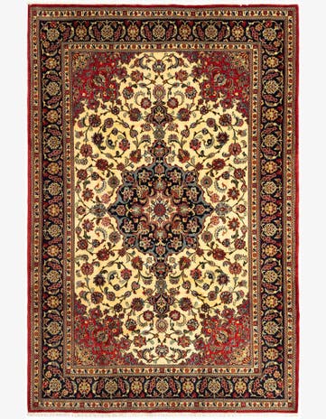 6' 7 x 10' Hand Knotted Qom Persian Rug