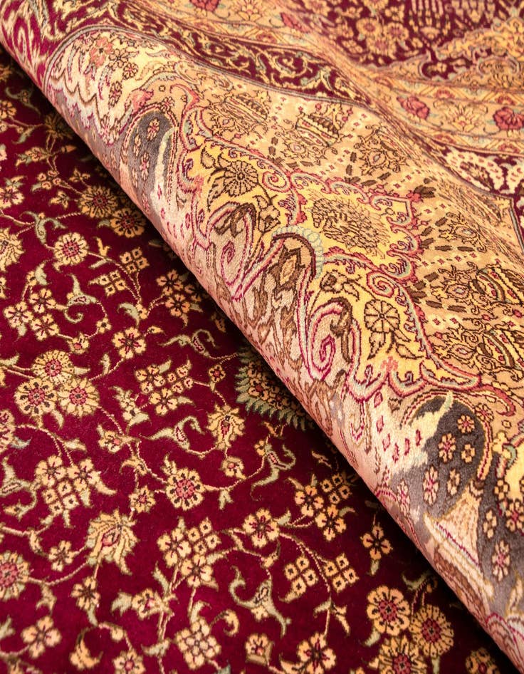 Detail image of 9' 8 x 12' 10  Hand Knotted Qom Silk Persian Rug