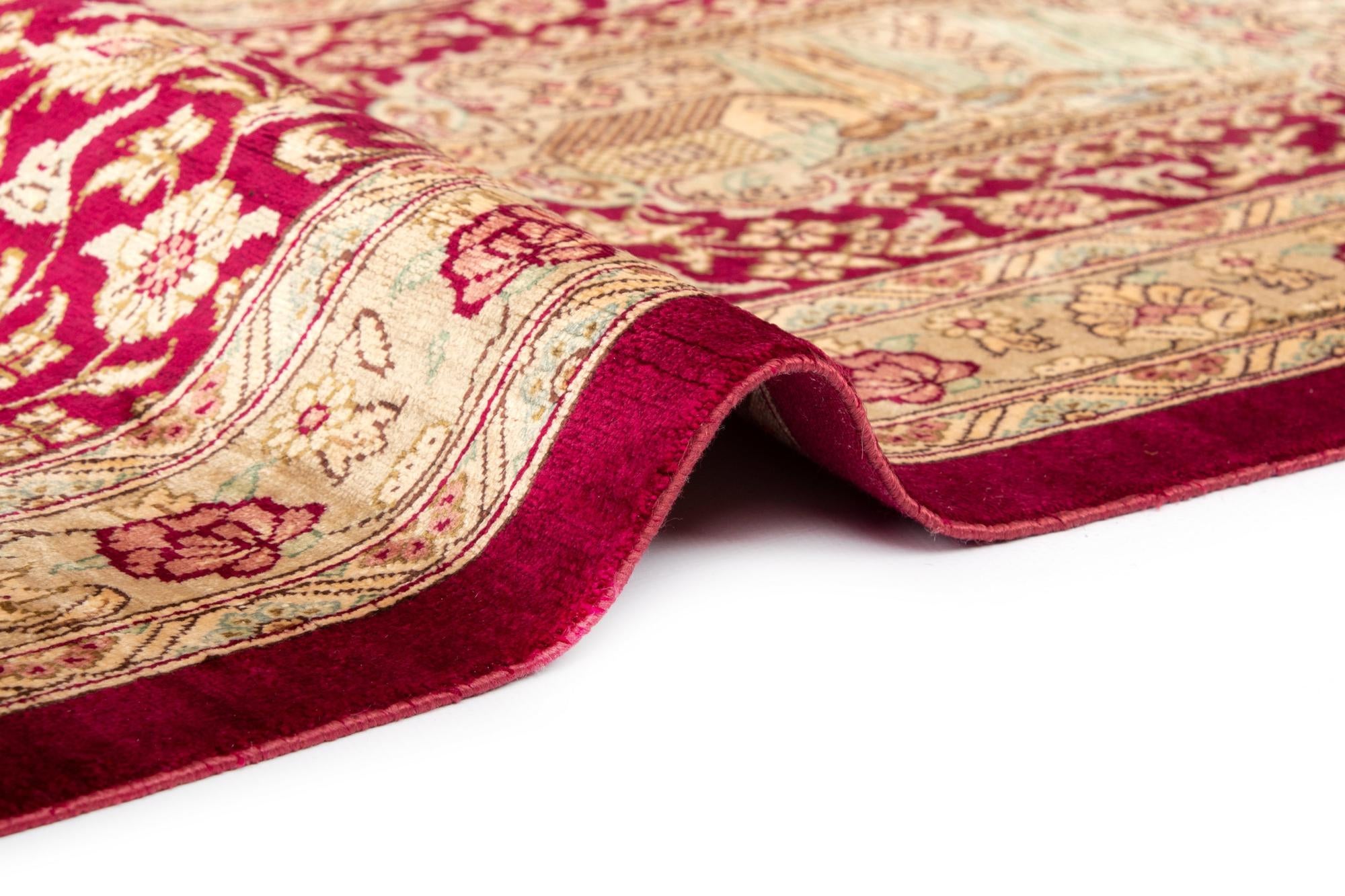 9' 8 x 12' 10 Hand Knotted Qom Silk Persian Rug
