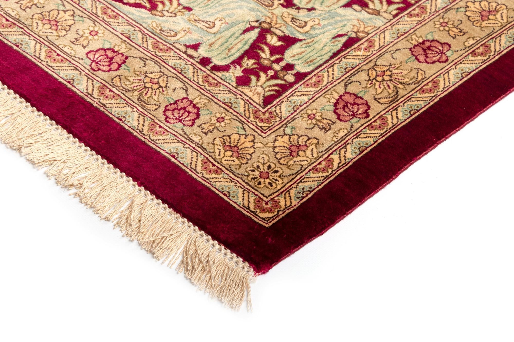 9' 8 x 12' 10 Hand Knotted Qom Silk Persian Rug