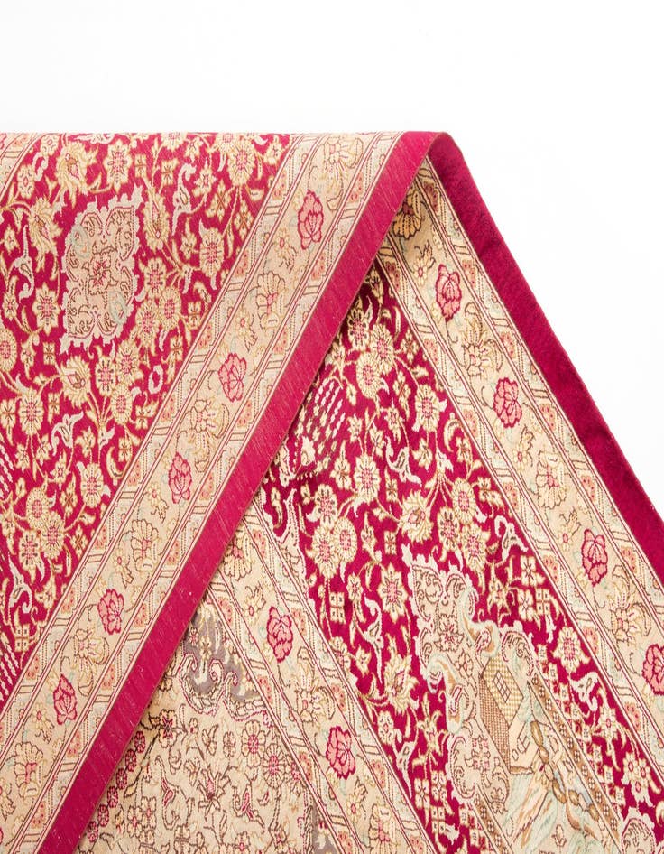 Detail image of 9' 8 x 12' 10 Hand Knotted Qom Silk Persian Rug