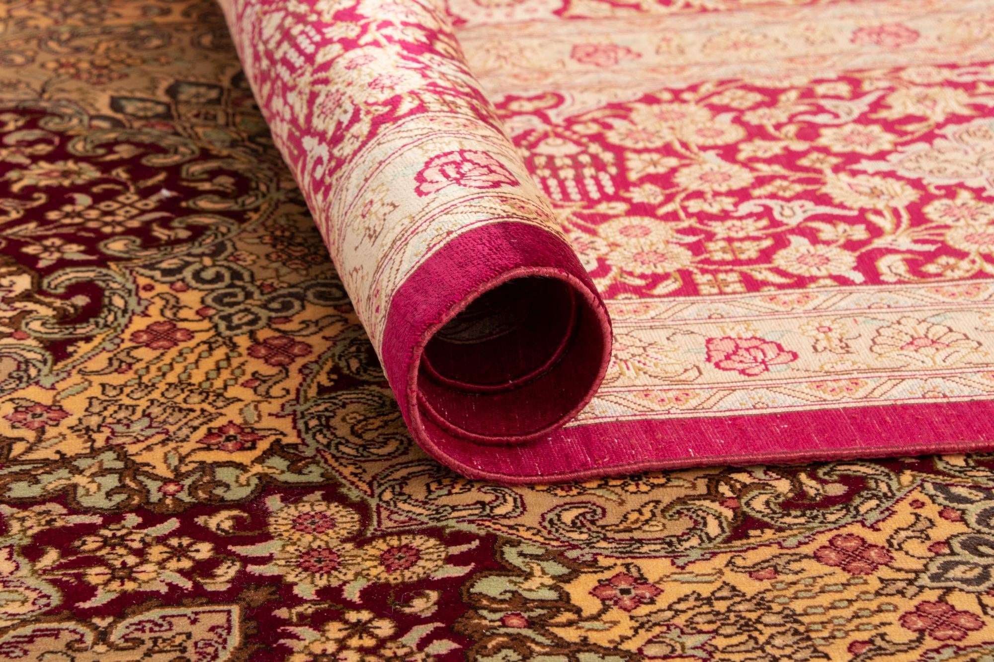 9' 8 x 12' 10 Hand Knotted Qom Silk Persian Rug