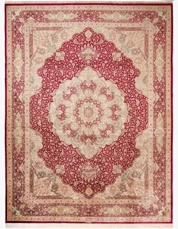 9' 8 x 12' 10 Hand Knotted Qom Silk Persian Rug