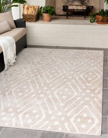 Beige Easy-Clean Sabrina Soto Ella Indoor / Outdoor Rug