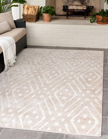 Beige Easy-Clean Sabrina Soto Ella Indoor / Outdoor Rug