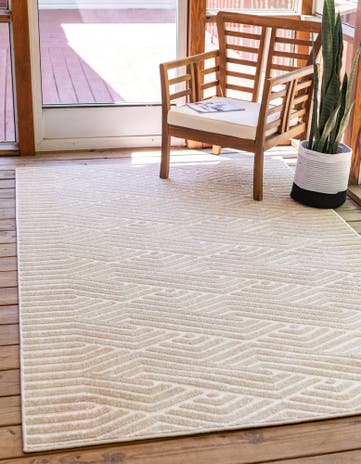 Beige Easy-Clean Sabrina Soto Hudson Indoor / Outdoor Rug