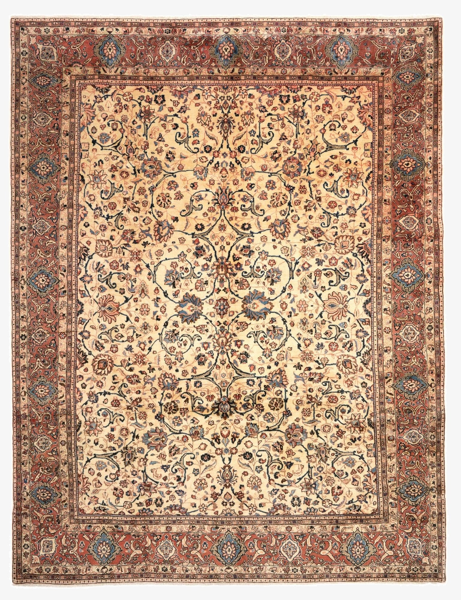 8' 11 x 11' 11  Hand Knotted Sarough Persian Wool Rug
