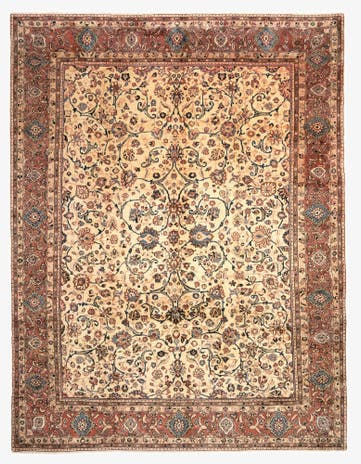 8' 11 x 11' 11 Hand Knotted Sarough Persian Wool Rug