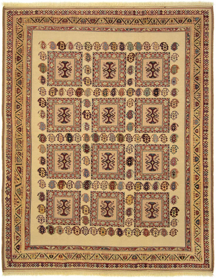 Detail image of 6' 10 x 9' 10 Hand Knotted Sergan Persian Rug