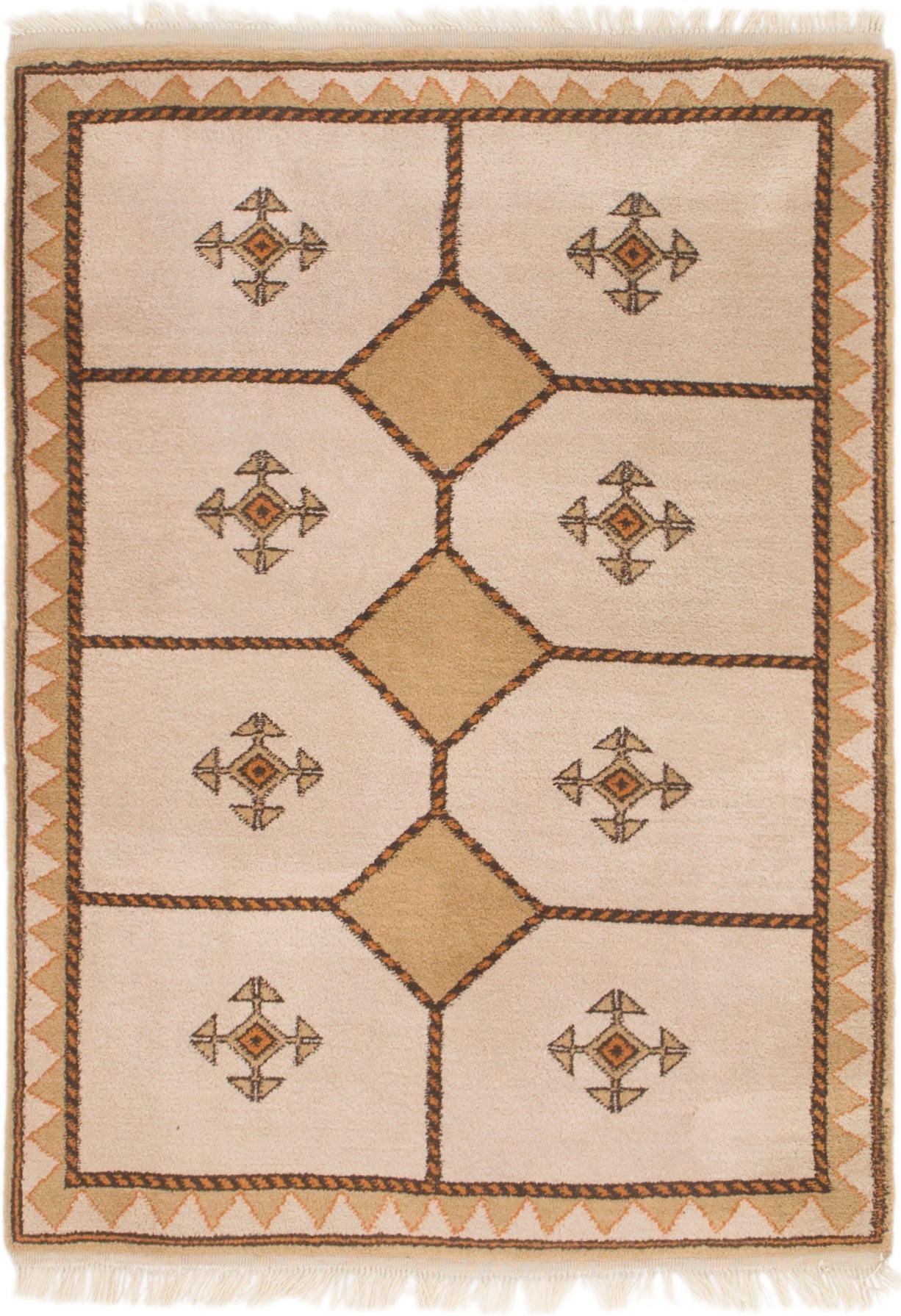 3' 7 x 5' Hand Knotted Shiraz-Gabbeh Persian Wool Rug