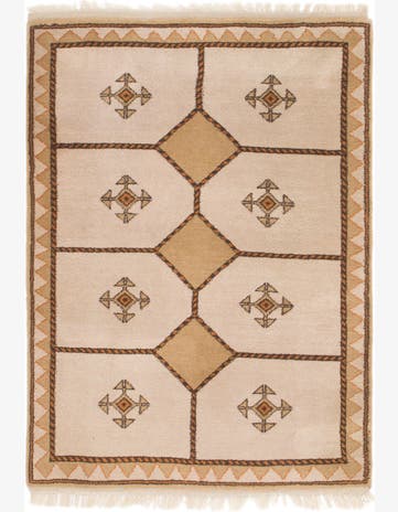 3' 7 x 5' Hand Knotted Shiraz-Gabbeh Persian Wool Rug