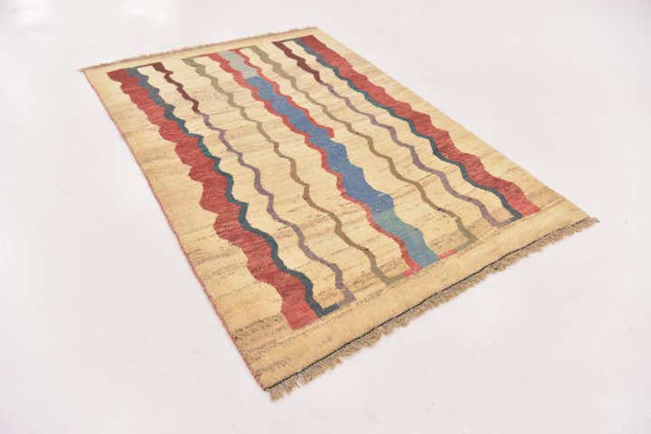 4' x 5' 6 Hand Knotted Shiraz-Gabbeh Persian Wool Rug