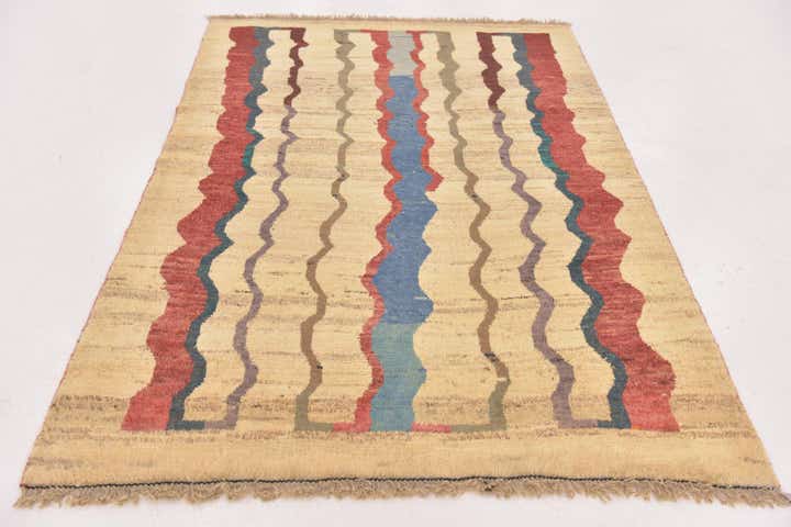 4' x 5' 6 Hand Knotted Shiraz-Gabbeh Persian Wool Rug