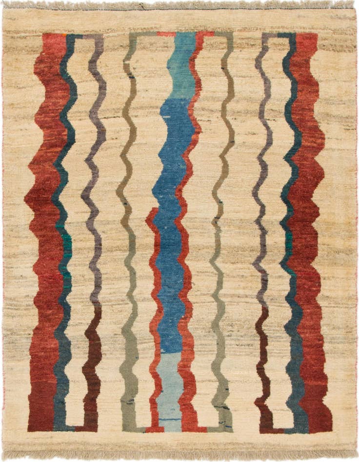 Detail image of 4' x 5' 6 Hand Knotted Shiraz-Gabbeh Persian Wool Rug