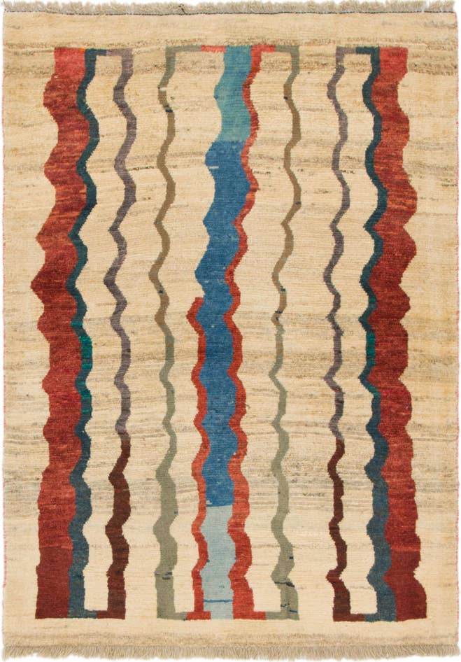 Detail image of 4' x 5' 6 Hand Knotted Shiraz-Gabbeh Persian Wool Rug