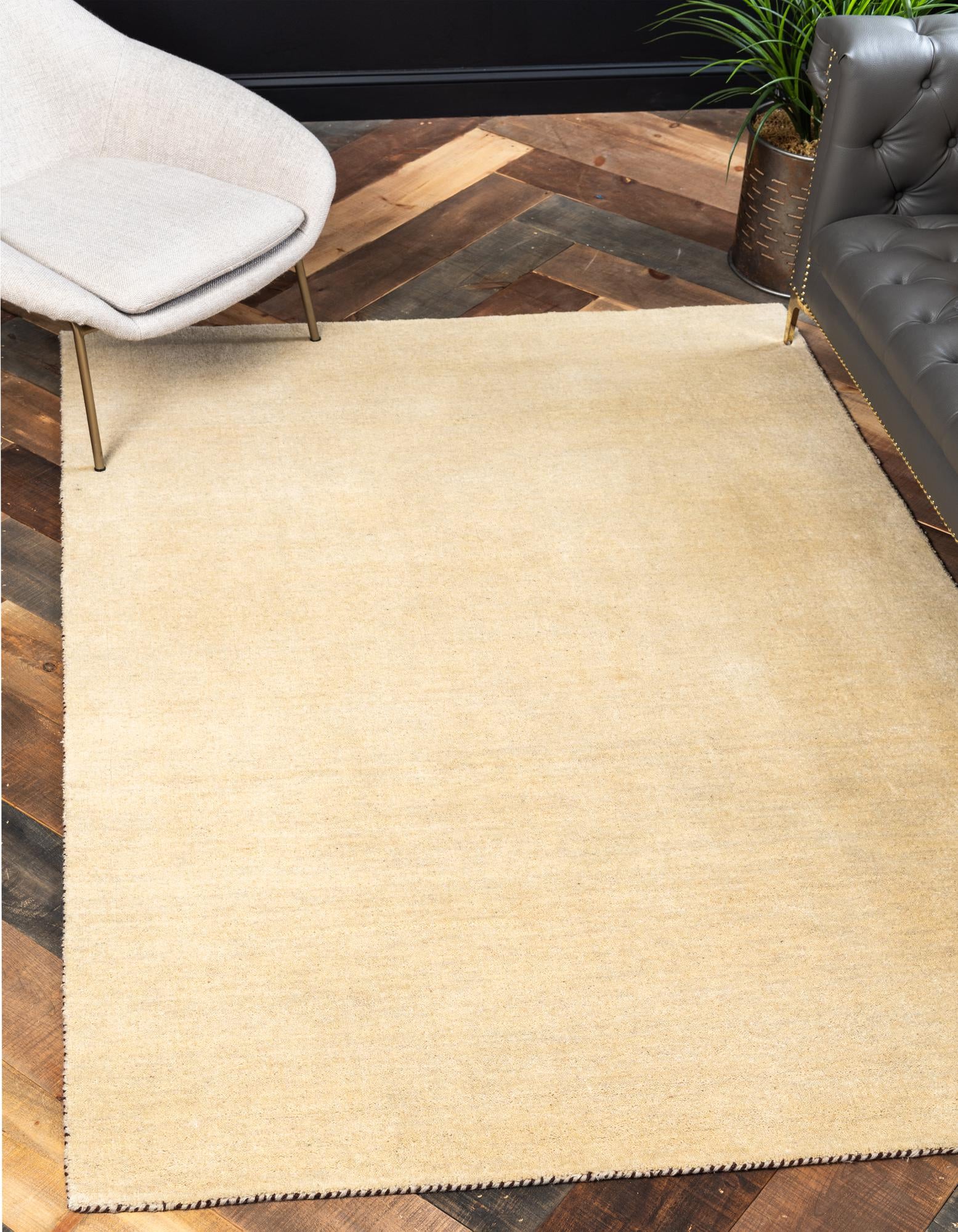 9' 10 x 13' Hand Knotted Solid Gabbeh Wool Rug