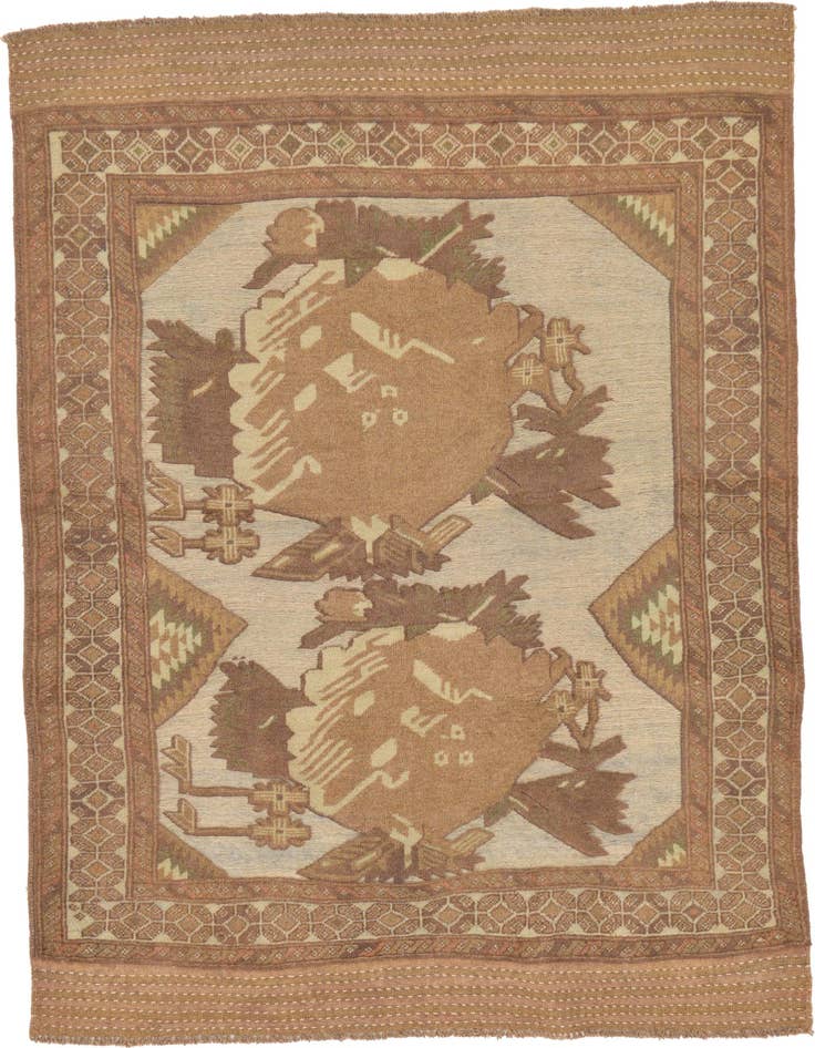 Detail image of 4' x 5' 9 Hand Woven Sumak Wool Rug