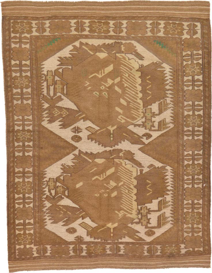 Detail image of 4' 3 x 6' 6 Hand Woven Sumak Wool Rug
