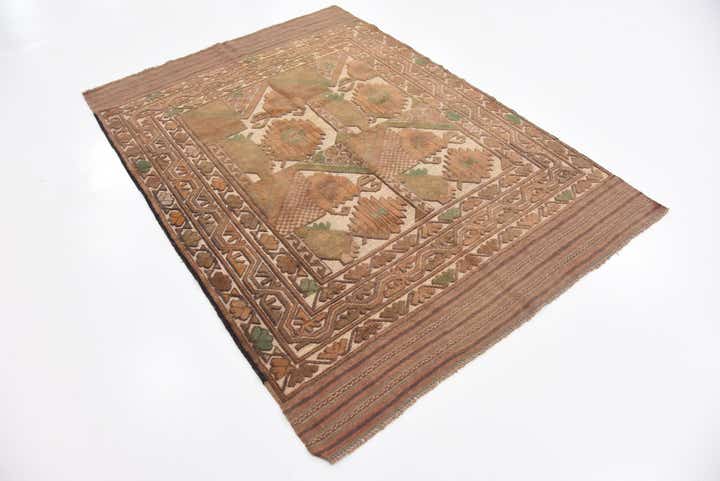 4' 4 x 6' Hand Woven Sumak Wool Rug