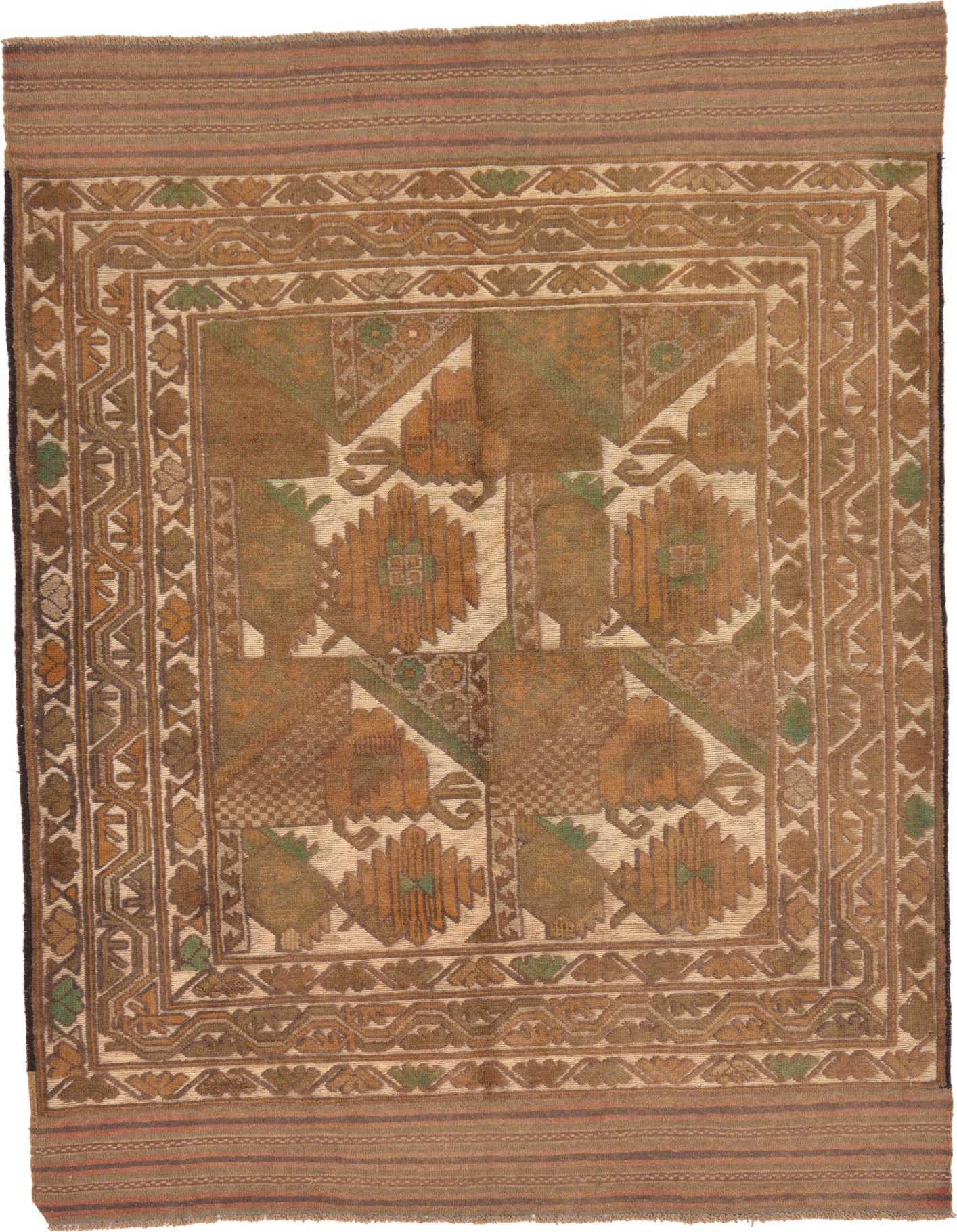 4' 4 x 6' Hand Woven Sumak Wool Rug