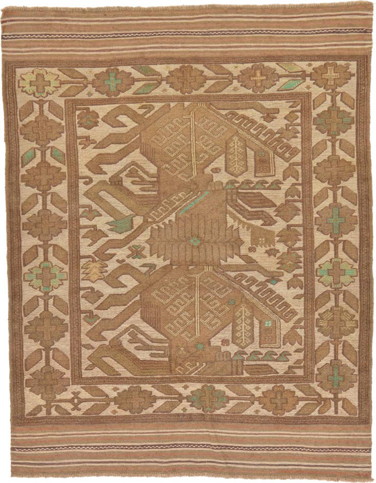Detail image of 4' 2 x 6' Hand Woven Sumak Wool Rug