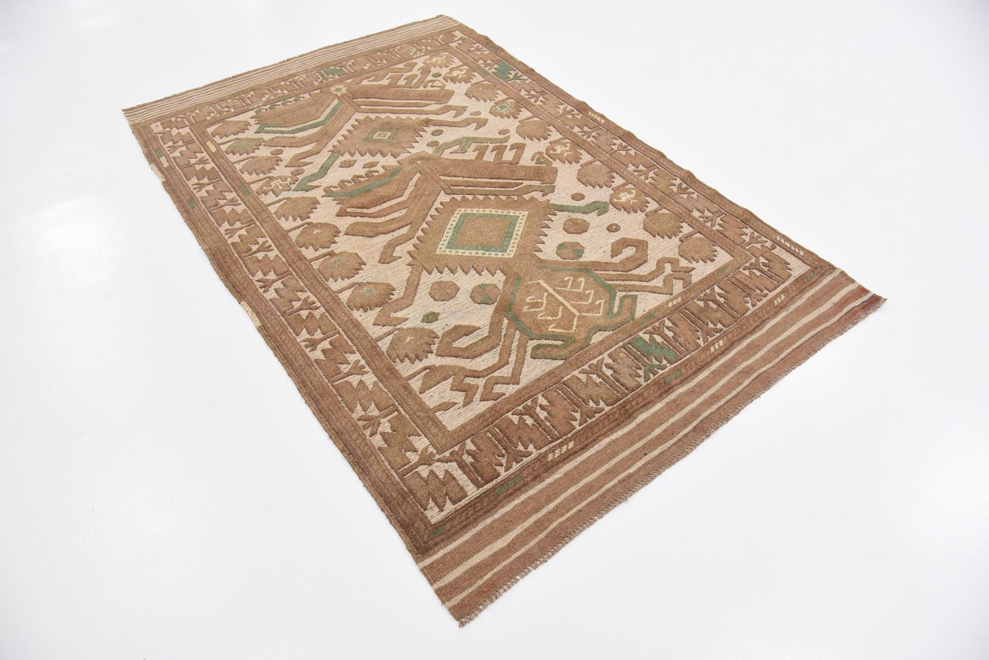 4' x 6' 3 Hand Woven Sumak Wool Rug