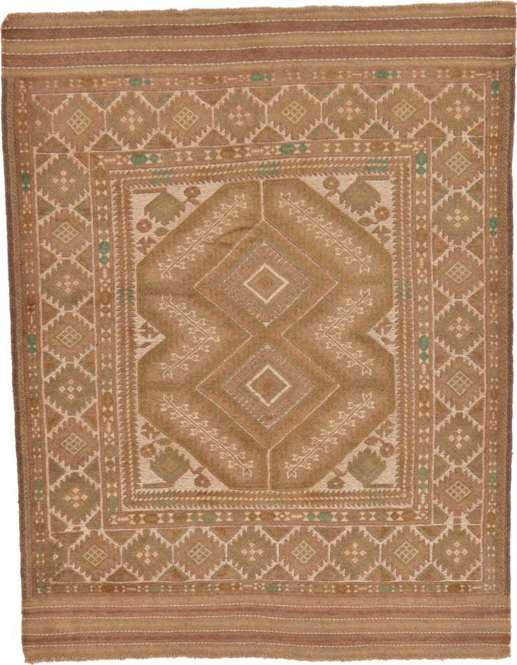 Detail image of 4' 3 x 5' 7 Hand Woven Sumak Wool Rug