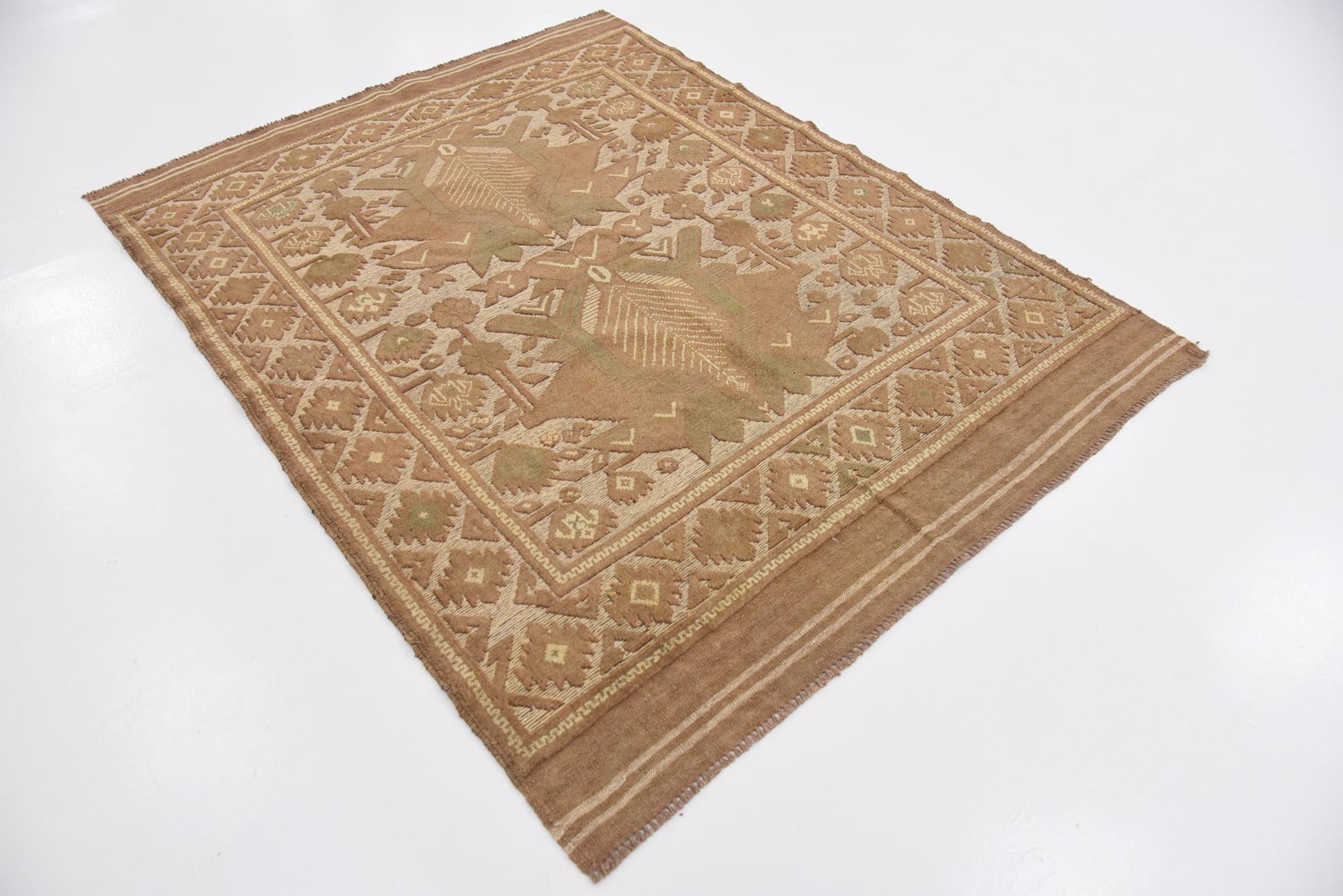 4' x 5' 9 Hand Woven Sumak Wool Rug