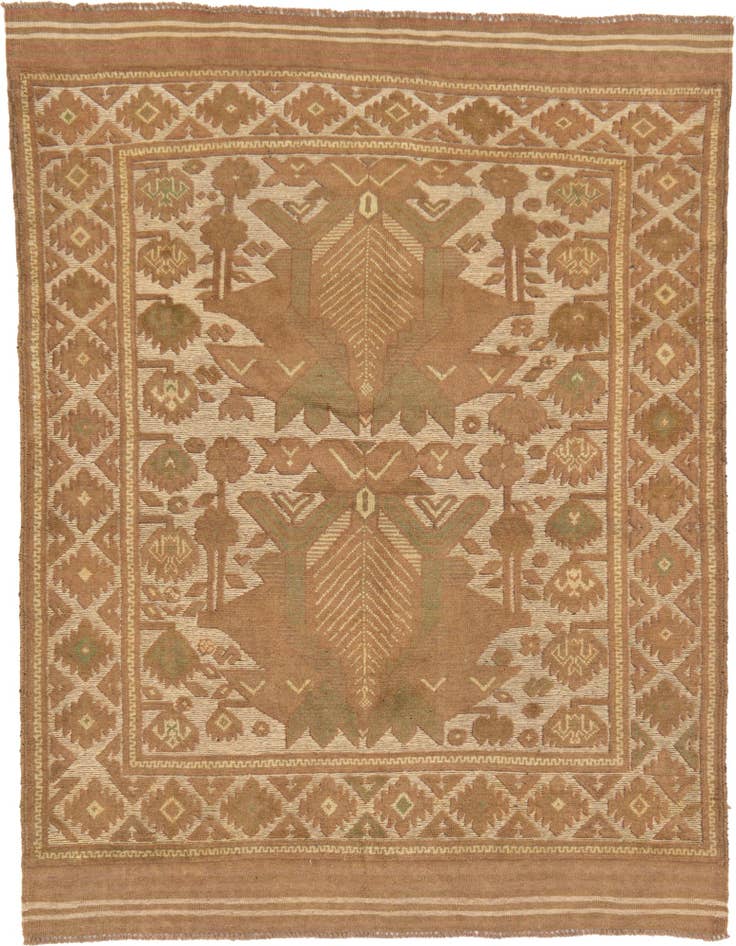 Detail image of 4' x 5' 9 Hand Woven Sumak Wool Rug