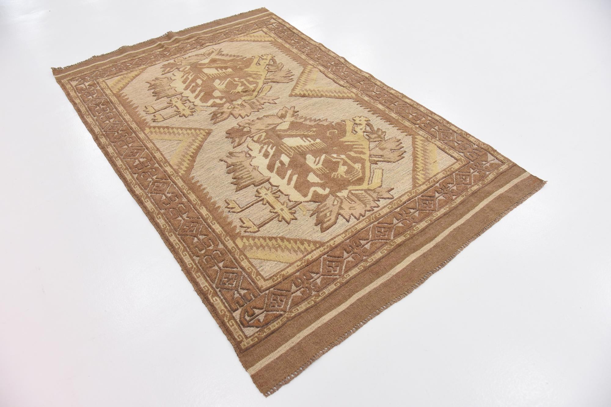 4' x 6' 3 Hand Woven Sumak Wool Rug