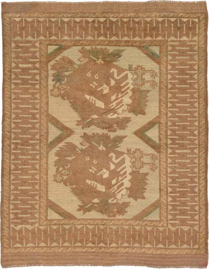 Detail image of 4' 3 x 6' 5 Hand Woven Sumak Wool Rug