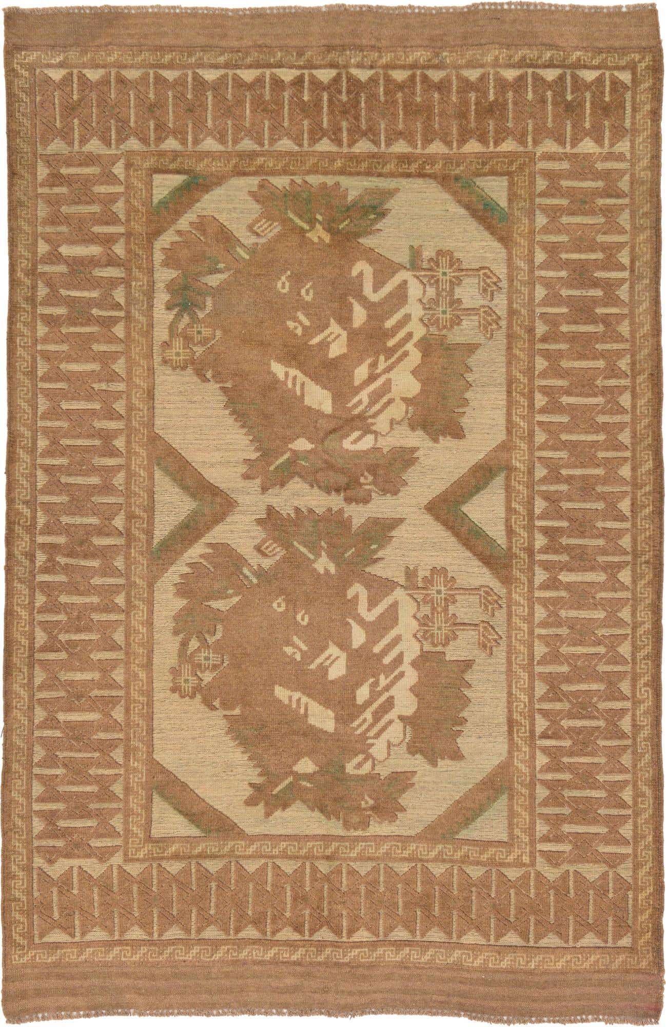 4' 3 x 6' 5 Hand Woven Sumak Wool Rug