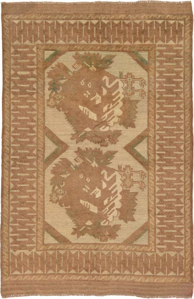 4' 3 x 6' 5 Hand Woven Sumak Wool Rug