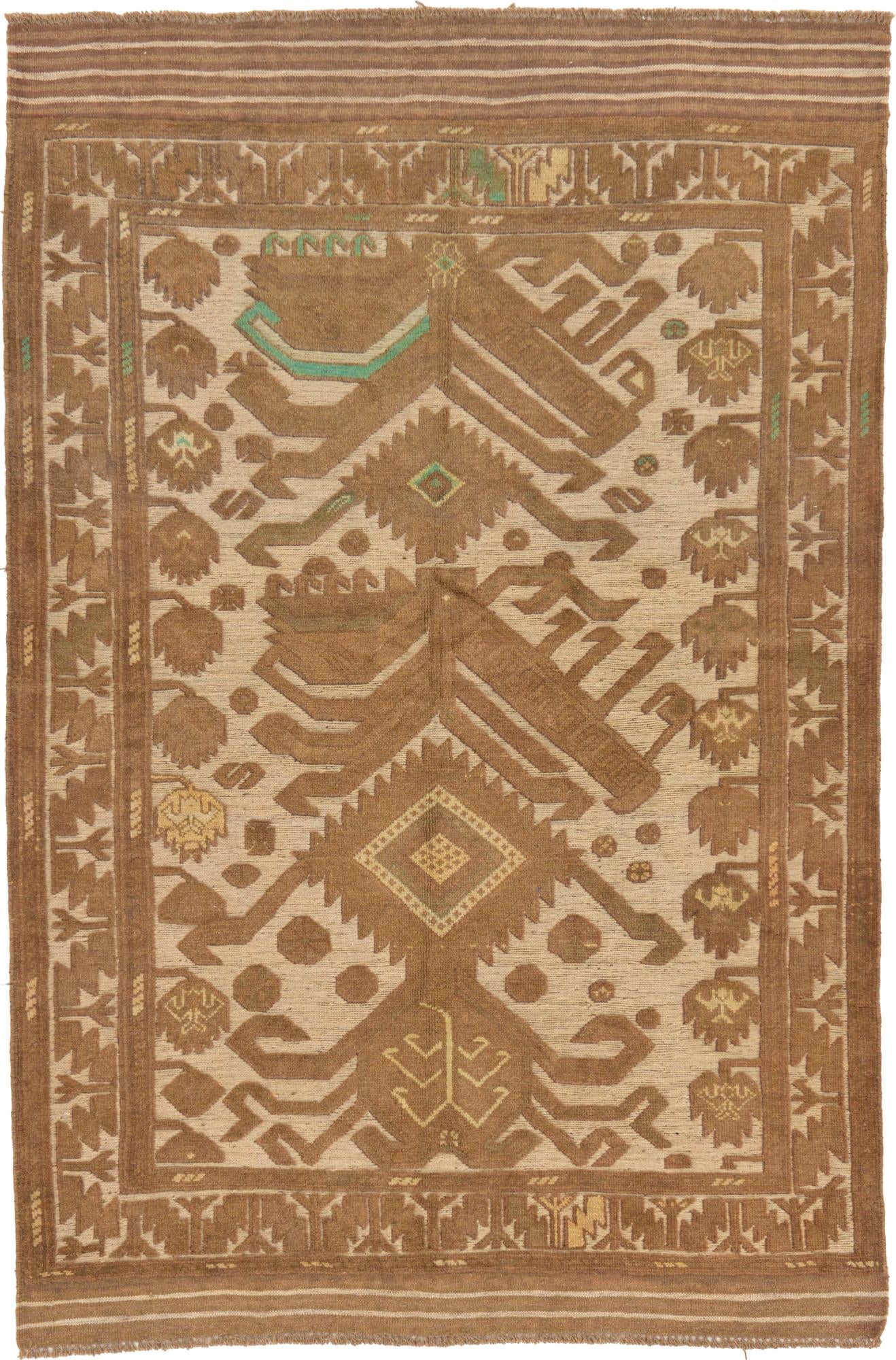 4' 3 x 6' 4 Hand Woven Sumak Wool Rug