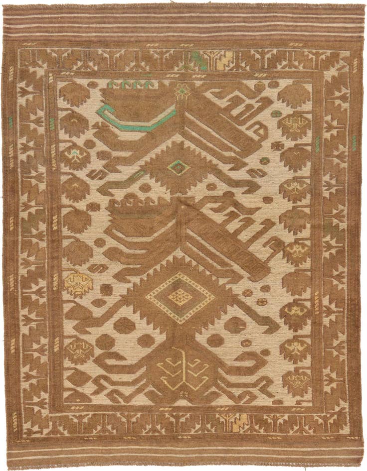 Detail image of 4' 3 x 6' 4 Hand Woven Sumak Wool Rug