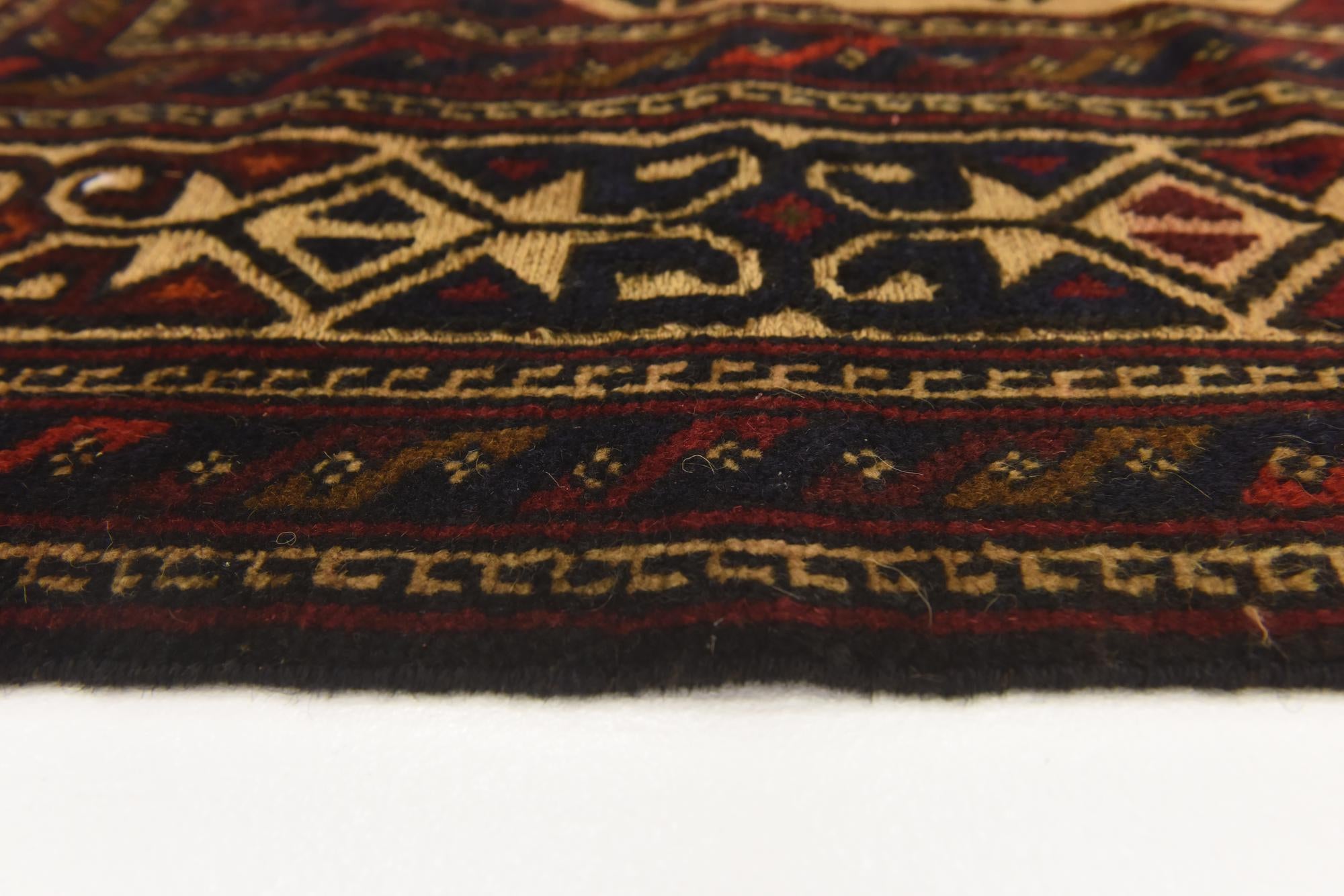 4' 3 x 6' 4 Hand Knotted Sumak Wool Rug