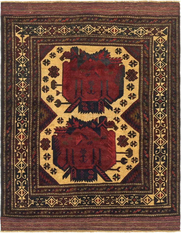 Detail image of 4' 3 x 6' 4 Hand Knotted Sumak Wool Rug