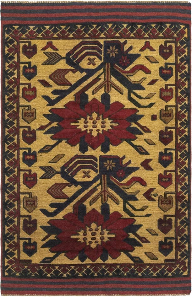 Detail image of 2' 9 x 4' 6 Hand Knotted Sumak Wool Rug