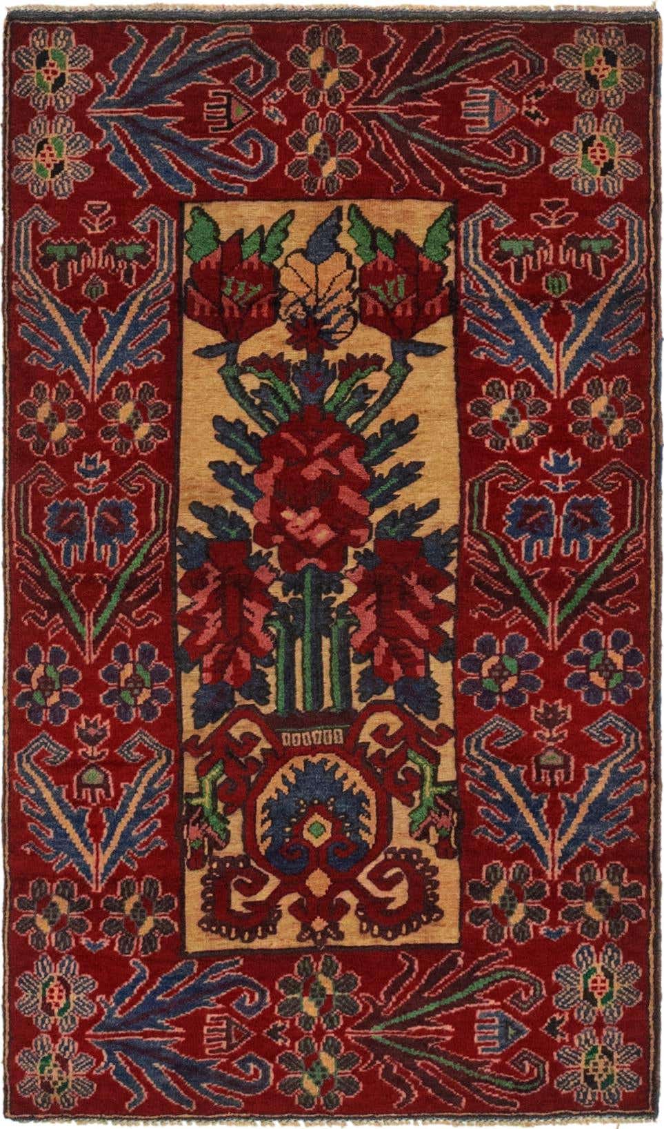 2' 8 x 4' 9 Hand Knotted Sumak Wool Rug
