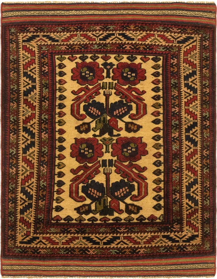 Detail image of 2' 8 x 4' 7 Hand Knotted Sumak Wool Rug
