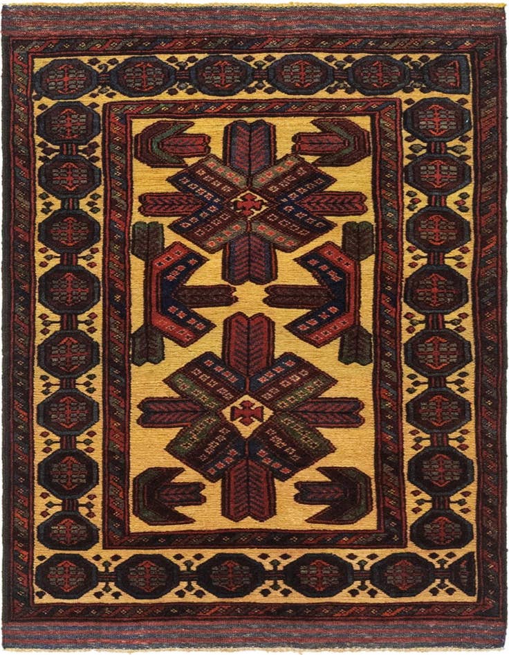 Detail image of 2' 10 x 4' 9 Hand Knotted Sumak Wool Rug