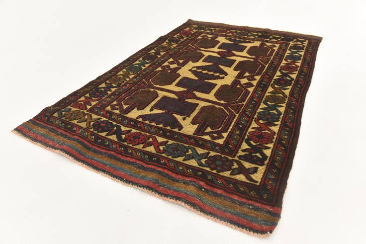 Detail image of 2' 10 x 4' 4 Hand Knotted Sumak Wool Rug